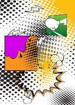 Cartoon super background, awesome comic book backdrop. Cool retro vector co.. Stock Illustration