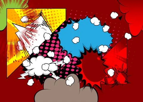 Cartoon super background, comic book backdrop. Retro vector comics pop art .. Stock Illustration