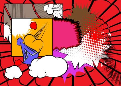 Cartoon super background, comic book backdrop. Retro vector comics pop art .. イラスト素材