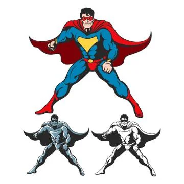 Cartoon Superhero set Stock Illustration
