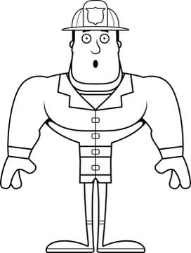 Cartoon Surprised Firefighter Stock Illustration