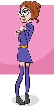 Cartoon surprised or scared young woman or girl character イラスト素材