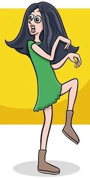 Cartoon surprised or scared young woman or girl character イラスト素材