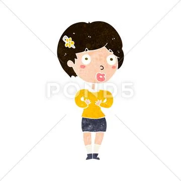 Cartoon surprised woman Stock Illustration