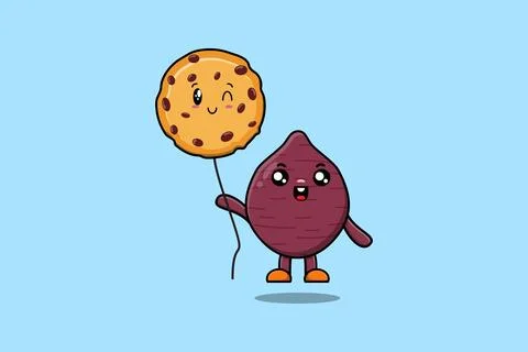 Cartoon Sweet potato float with biscuits balloon Stock-Illustration