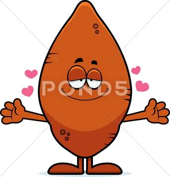 Cartoon sweet potato hug Stock Illustration