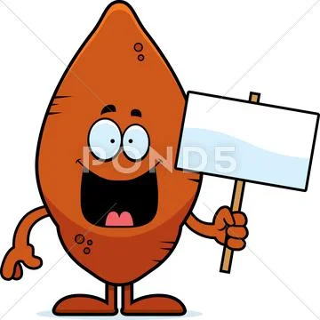 Cartoon sweet potato sign Stock Illustration