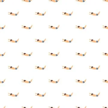 Cartoon swimmer diving seamless pattern on white background Stock Illustration