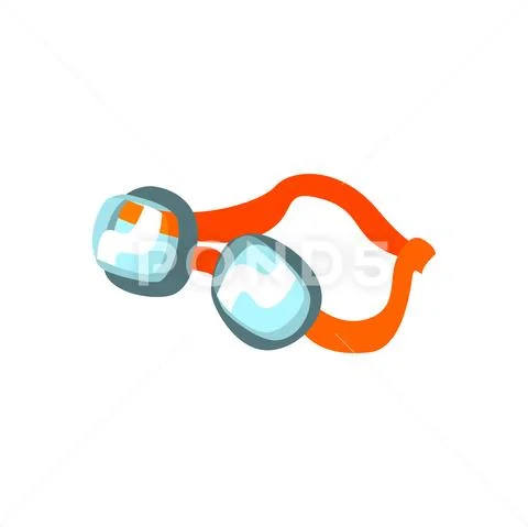 Cartoon swimming goggles with orange clasp Stock Illustration