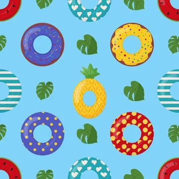 Cartoon swimming ring seamless pattern. Rubber or inflatable ring. Life saving Stock Illustration