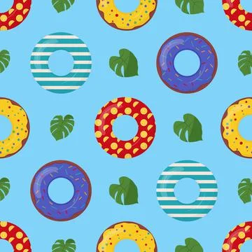 Cartoon swimming ring seamless pattern. Rubber or inflatable ring. Life saving Stock Illustration
