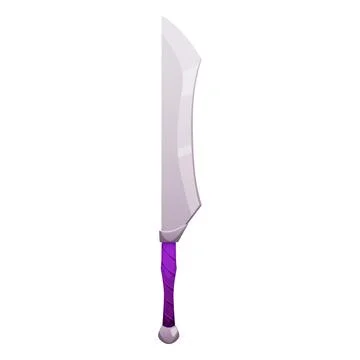 Cartoon sword and dagger, vector curved iron sharp blade saber with purple Stock Illustration