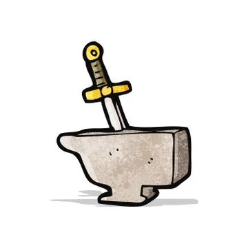 Cartoon sword in anvil Stock Illustration