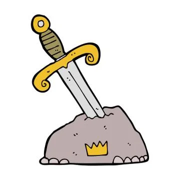 Cartoon sword in stone Stock Illustration