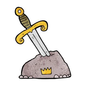 Cartoon sword in stone Stock Illustration