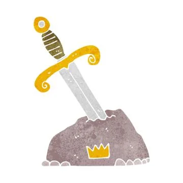 Cartoon sword in stone Stock Illustration