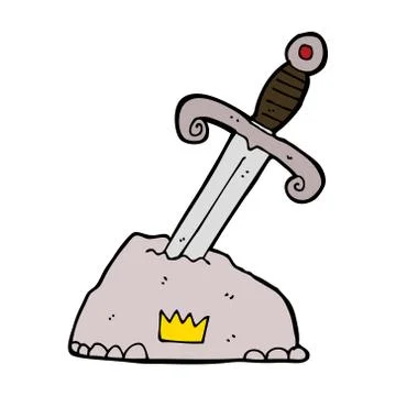 Cartoon sword in stone Stock Illustration