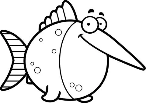 Cartoon Swordfish Smiling Stock Illustration