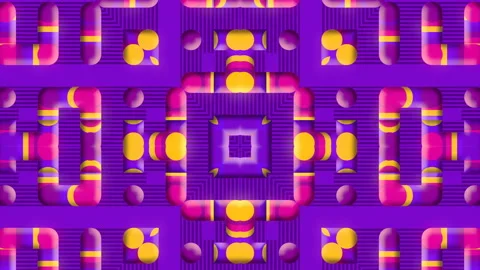 Cartoon symmetrical geometric pattern. 3d rendering digital animation 4K UHD Video stock 228671893