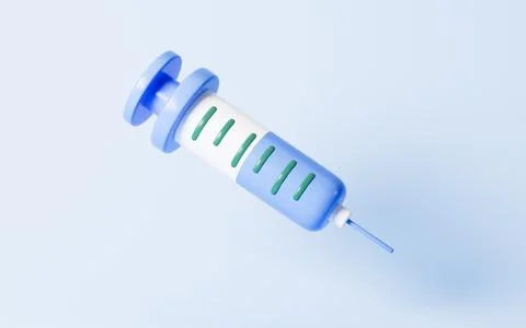 Cartoon syringe object, 3d rendering. Stock Illustration