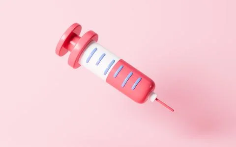 Cartoon syringe object, 3d rendering. Stock Illustration
