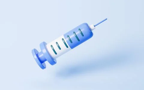 Cartoon syringe object, 3d rendering. Stock Illustration