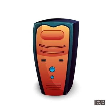 Cartoon system unit in black and orange 库存插图