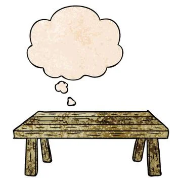 Cartoon table and thought bubble in grunge texture pattern style 스톡 일러스트