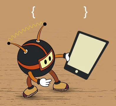 Cartoon with tablet Stock Illustration