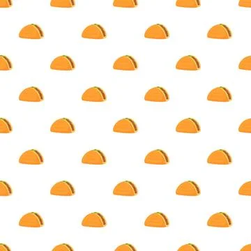 Cartoon tacos pattern creating mexican food background Stock Illustration
