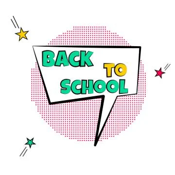 Cartoon tag expression. Lettering BACK to SCHOOL sign Illustrazione stock