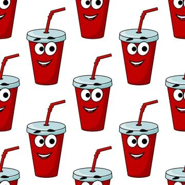 Cartoon takeaway beverage seamless pattern イラスト素材