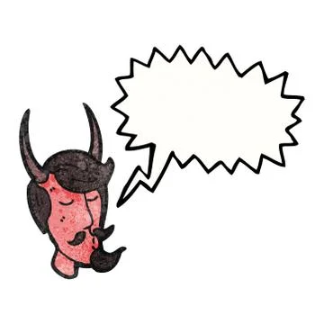 Cartoon talking devil face Illustrazione stock