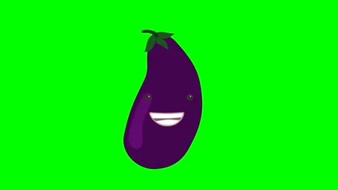 Cartoon talking eggplant loop with alpha channel. Vegetable animation on chroma 스톡 동영상 244488441