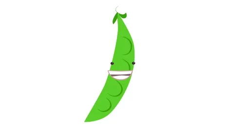 Cartoon talking green pea Vegetable animation on white background Stock Footage 276283783