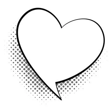 Cartoon talking heart. Comic speech and thought about love bubble. Retro shape Stock Illustration