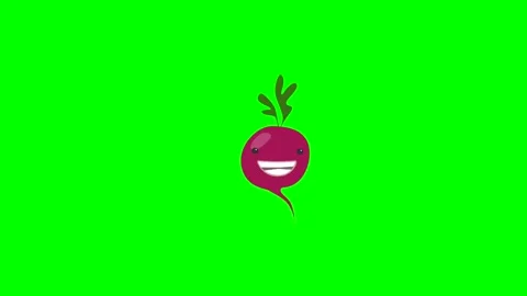 Cartoon talking radish loop with alpha channel. Vegetable animation on chroma 스톡 동영상 241648416