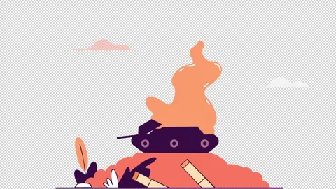 Cartoon Tank Explosion Scene Stock Footage 322598506
