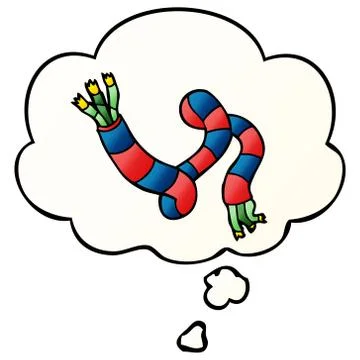 Cartoon tech cable and thought bubble in smooth gradient style Stock Illustration