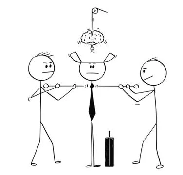 Cartoon of Technicians Assembling or Constructing Businessman Together Stock Illustration