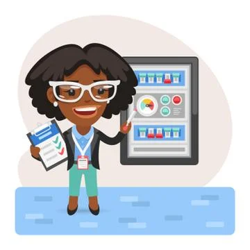 Cartoon Technologist Checks the Process Stock Illustration