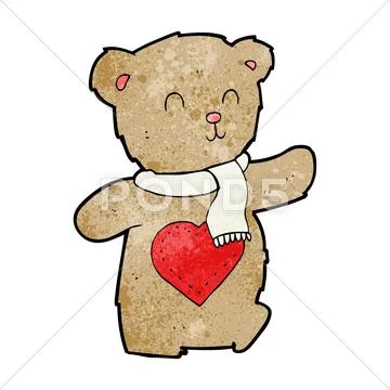 Cute teddy bear with heart Stock Illustration