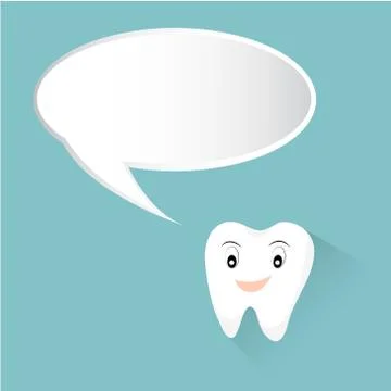 Cartoon teeth with bubble speech Stock Illustration