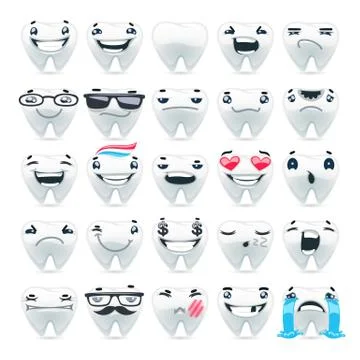 Cartoon Teeth Emoticons Illustrazione stock