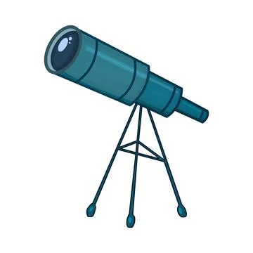 Cartoon telescope isolated on white background. Education and astronomy tool. Stock Illustration