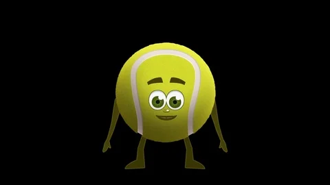Cartoon Tennis Ball Pointer Double Animation with Alpha Channel Stock Footage 82617043