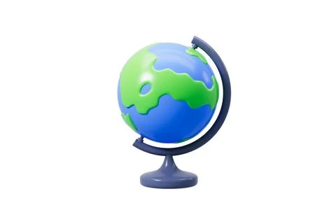 Cartoon terrestrial globe isolated in the white background, 3d rendering. Stock Illustration