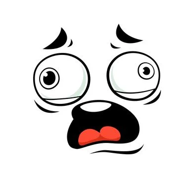 Cartoon terrified face expression with huge eyes Stock Illustration