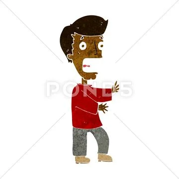 Cartoon terrified man Stock Illustration