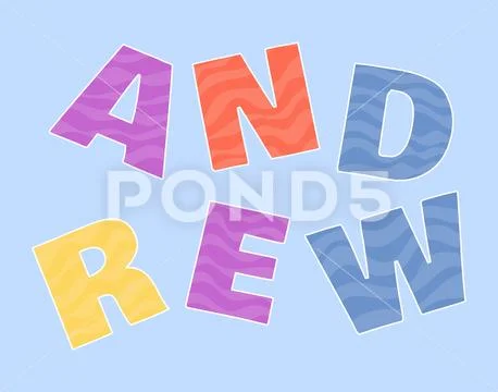 Cartoon text Andrew name. Vector illustration Illustration #234288704